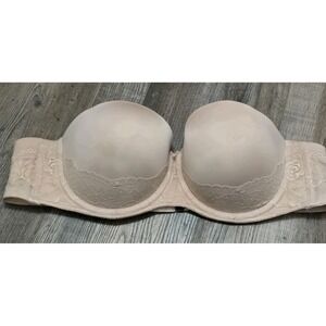 Torrid Curve Women Bra 46B Beige Push Up Strapless Underwired Lace Intimates